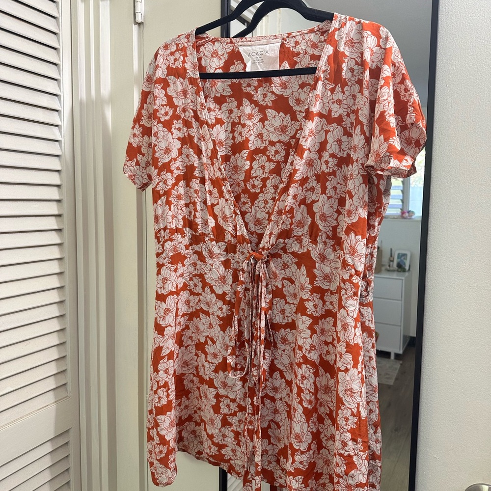 Acacia swim Rust Magnolia wrap dress